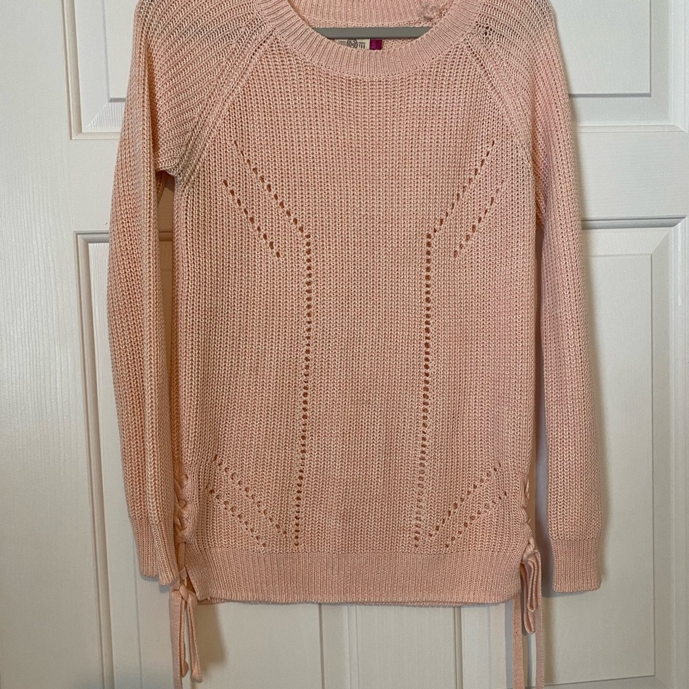 SO Women's Light Pink Crew Neck Sweater